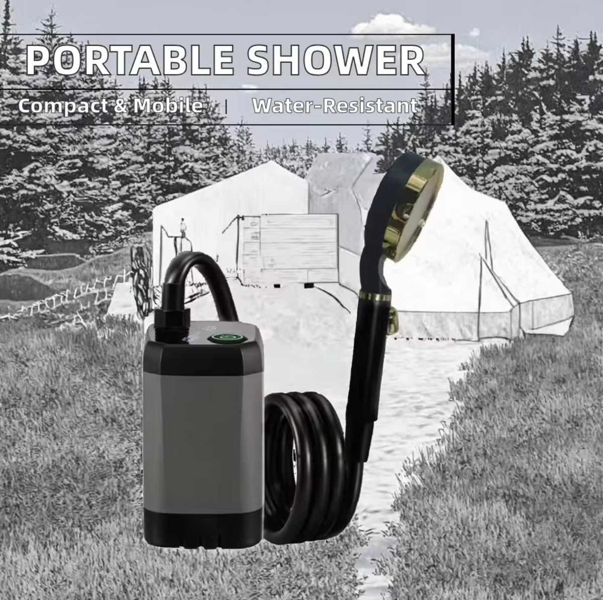 Portable out door electric shower