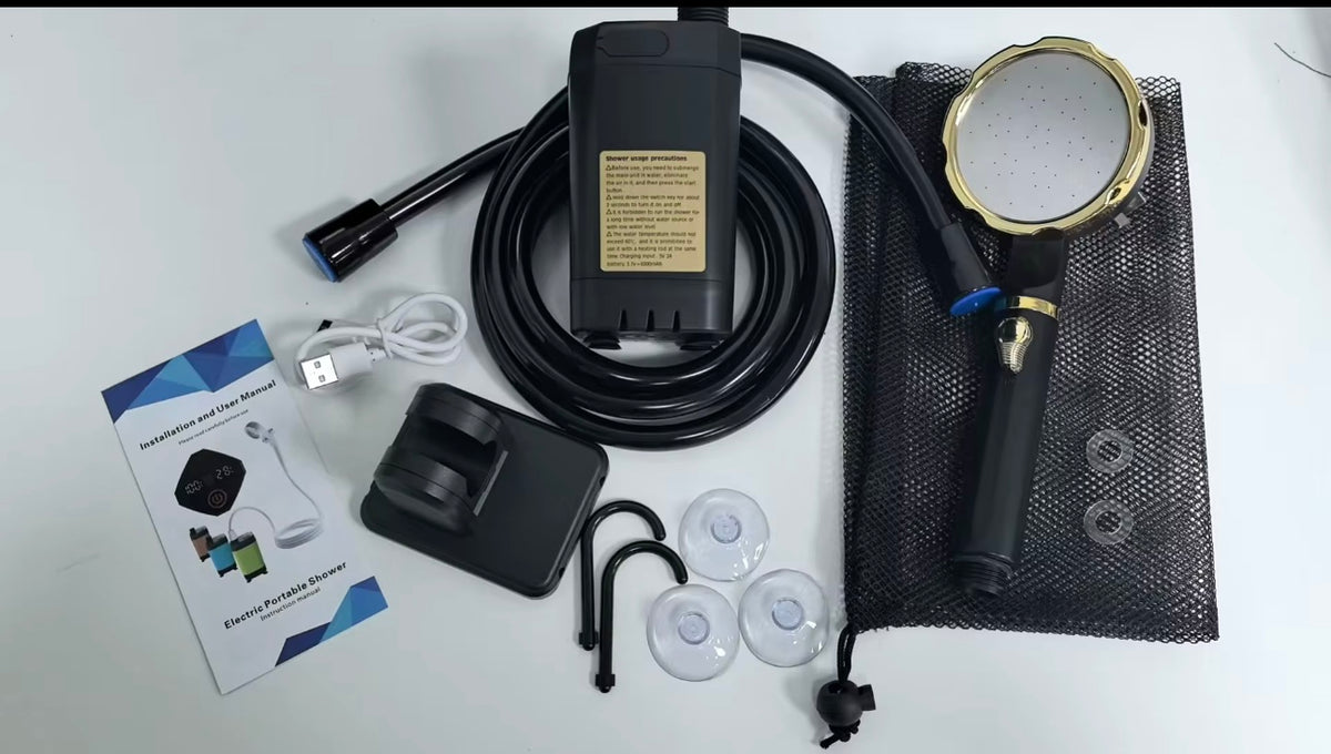 Portable out door electric shower